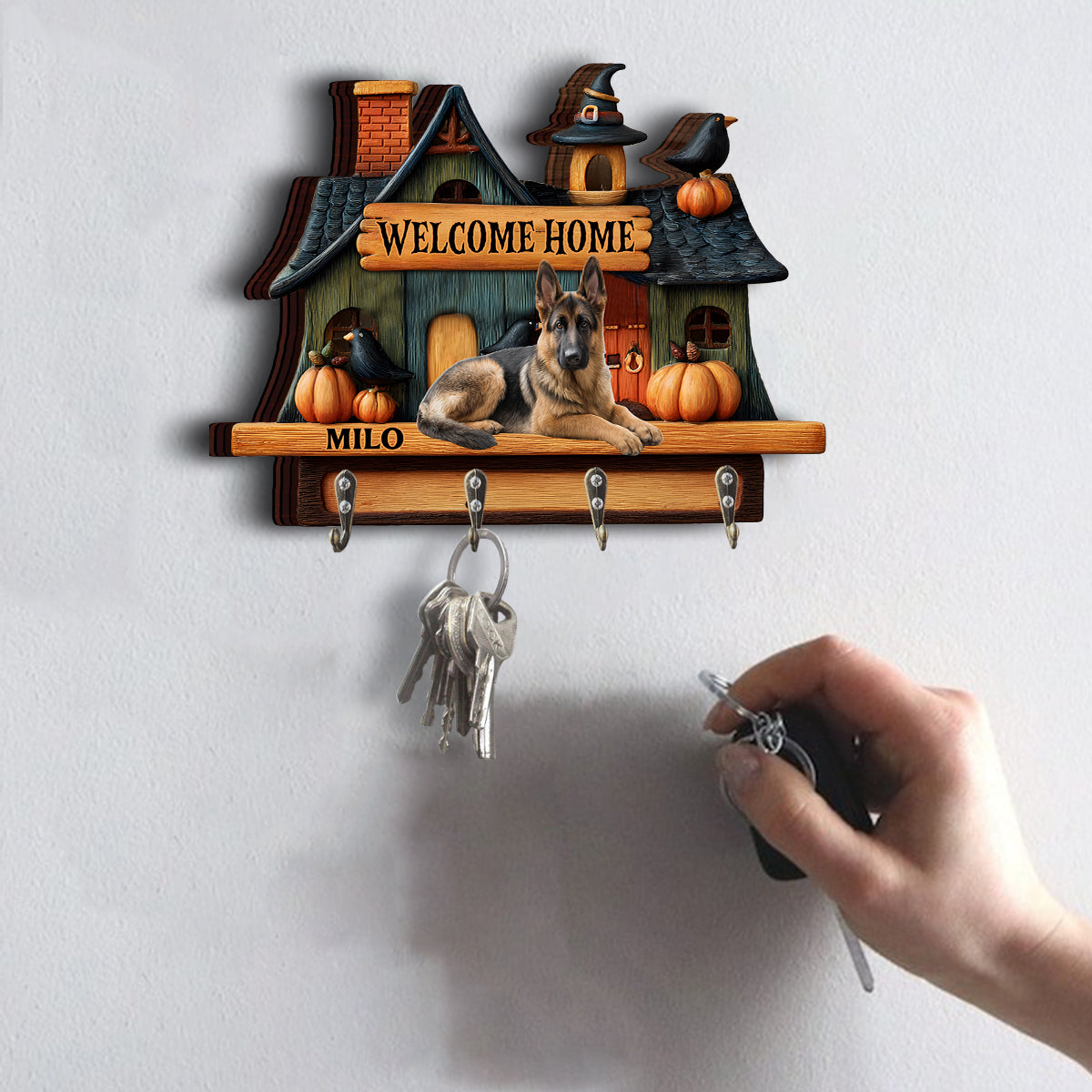 Welcome Home - Personalized Dog Custom Shaped Hanging Rack