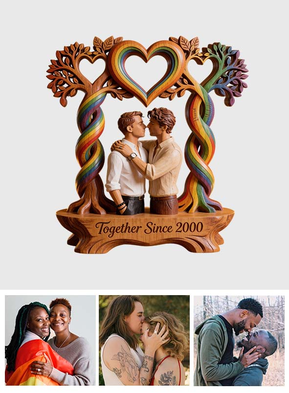 Custom Any Photo, Love Is Love - Personalized LGBT Support Custom Shaped Wood Plaque