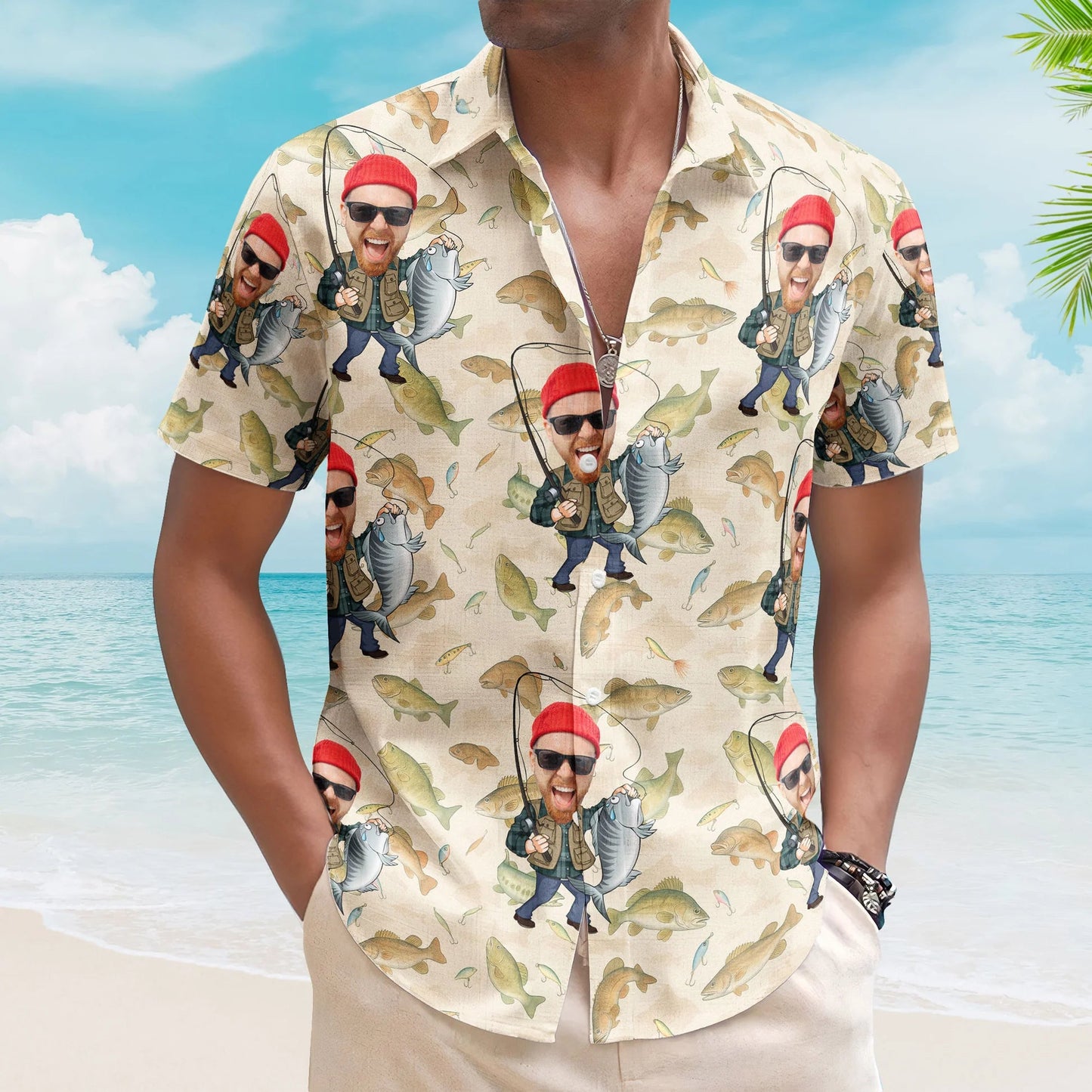 Personalized Fishing-Themed Hawaiian Shirt – Cool Gift for Dad or Husband
