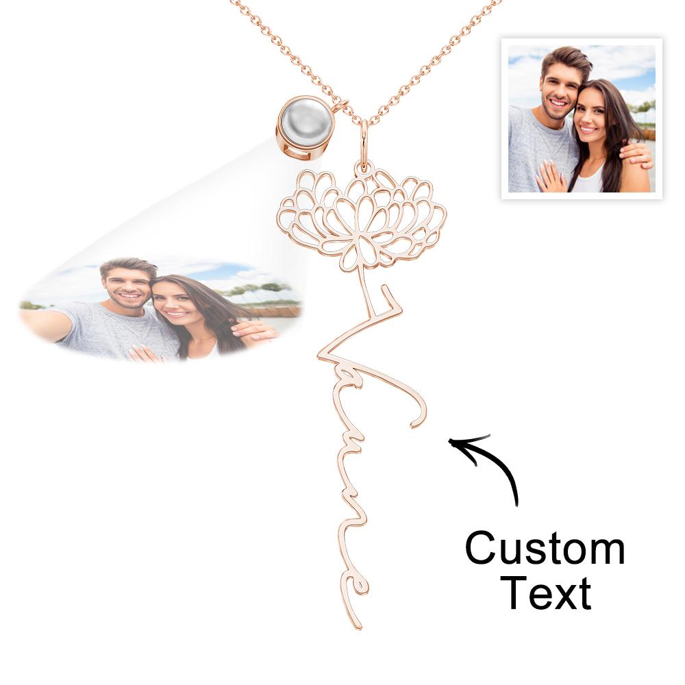 Birth Flower Photo Projection Charm - gift for anyone, who lost a loved one - Personalized Birth Flower Photo Projection Charm
