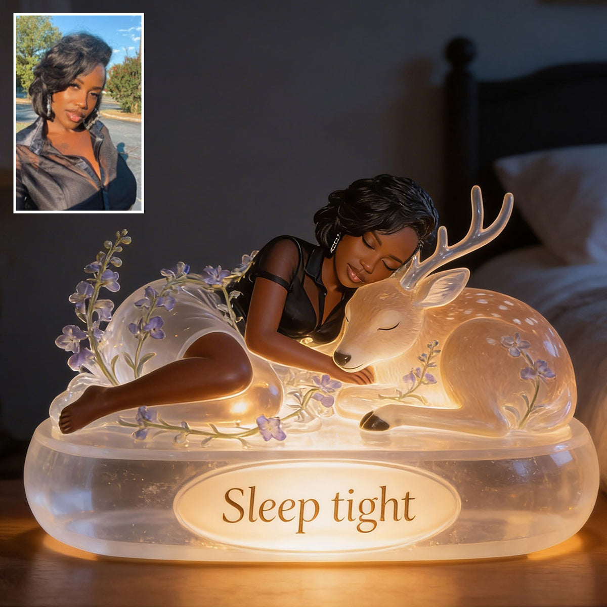 Spirit Animal Reading With Birth Month Flower - Personalized Spirit Animal Acrylic LED Night Light