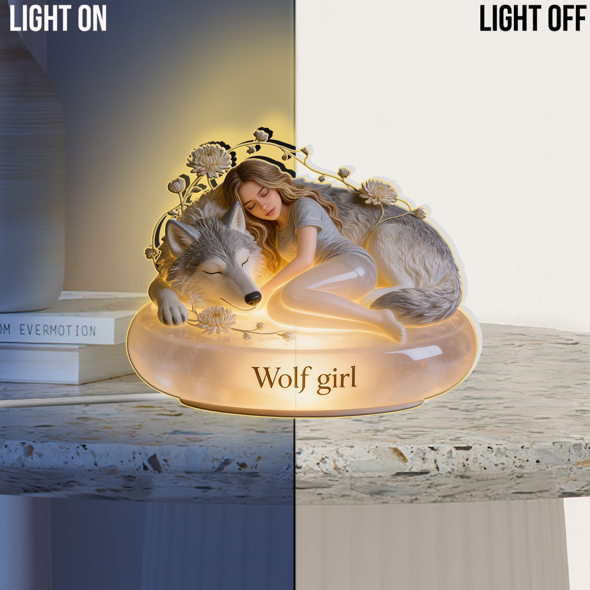 Spirit Animal Reading With Birth Month Flower - Personalized Spirit Animal Acrylic LED Night Light