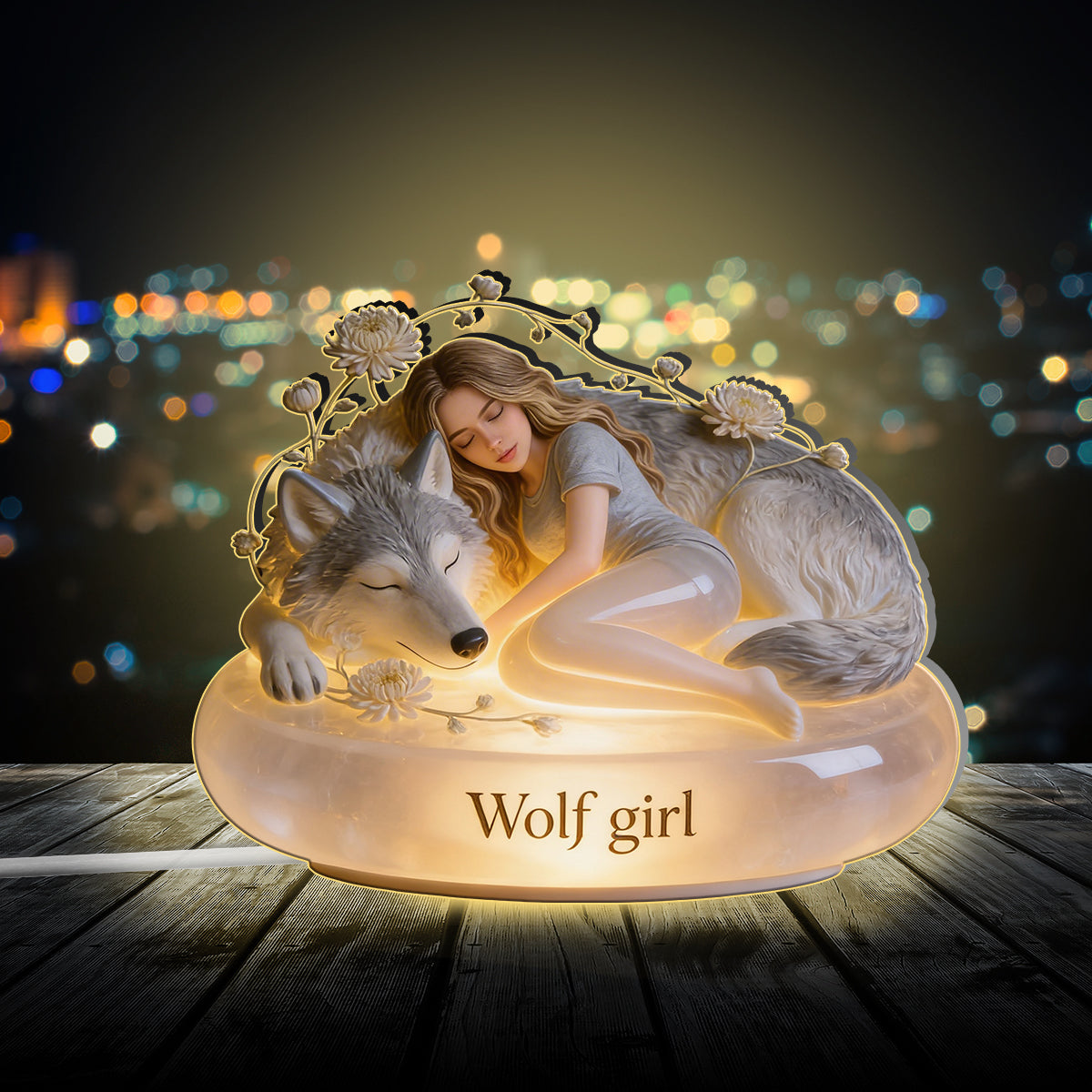 Spirit Animal Reading With Birth Month Flower - Personalized Spirit Animal Acrylic LED Night Light