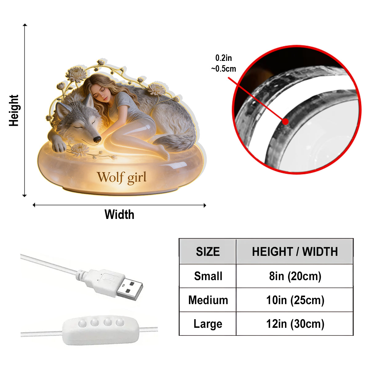 Spirit Animal Reading With Birth Month Flower - Personalized Spirit Animal Acrylic LED Night Light