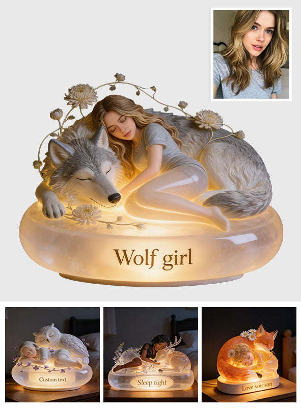 Spirit Animal Reading With Birth Month Flower - Personalized Spirit Animal Acrylic LED Night Light