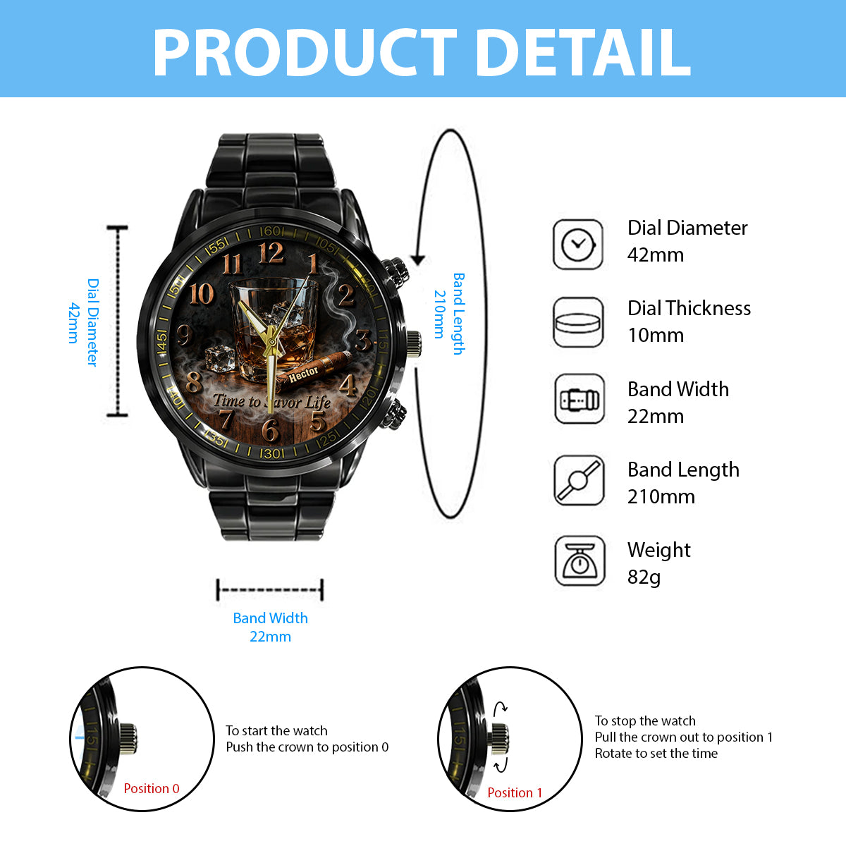 Time To Savor Life - Personalized Whisky Hand Watch