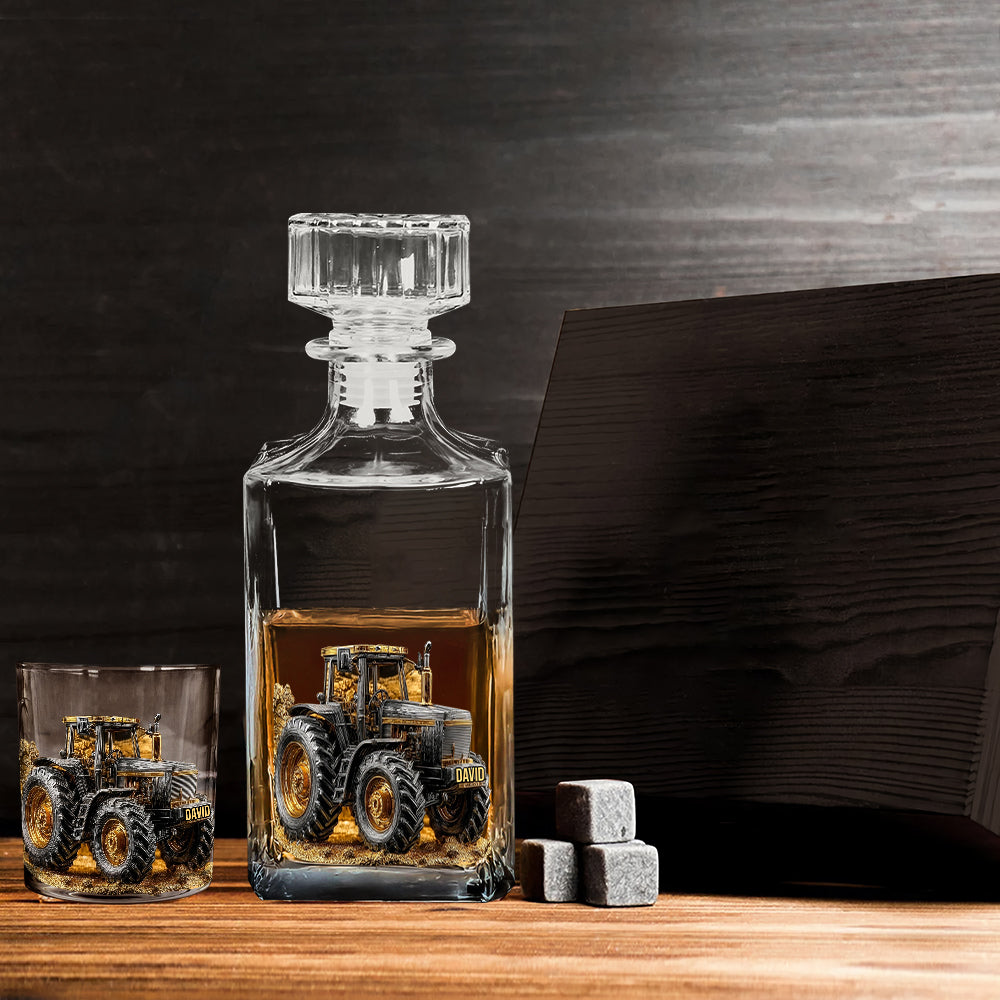 Strong Farmer - Personalized Tractor Whiskey Decanter Set