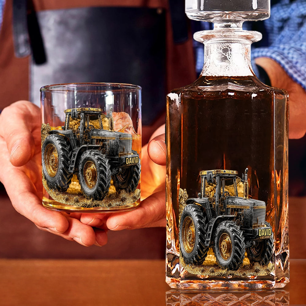 Strong Farmer - Personalized Tractor Whiskey Decanter Set