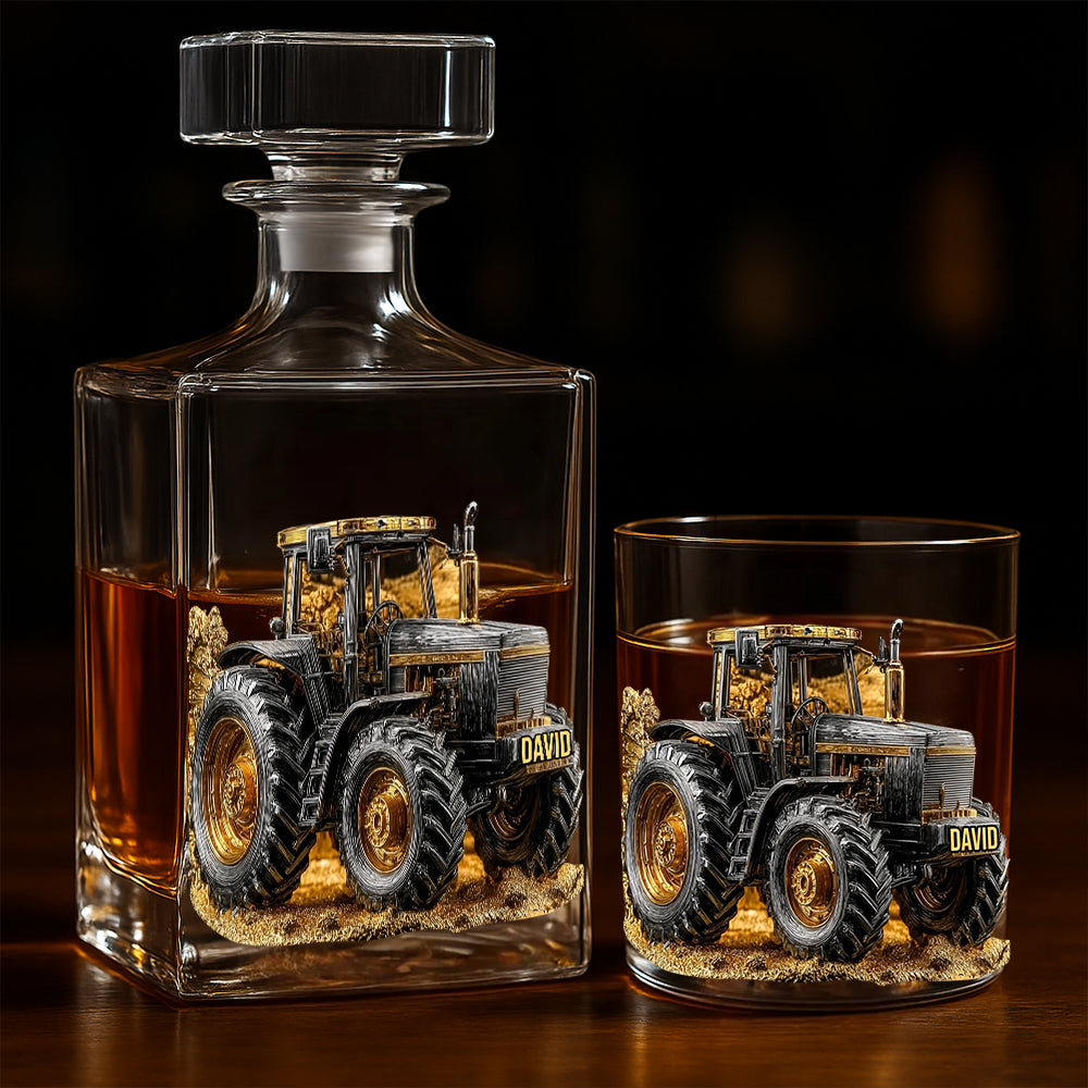 Strong Farmer - Personalized Tractor Whiskey Glass