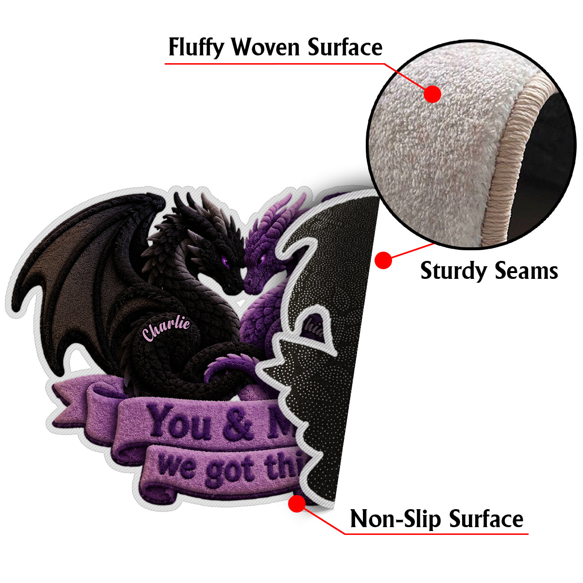 You & Me We Got This - Personalized Dragon Non-Slip Tufted Rug