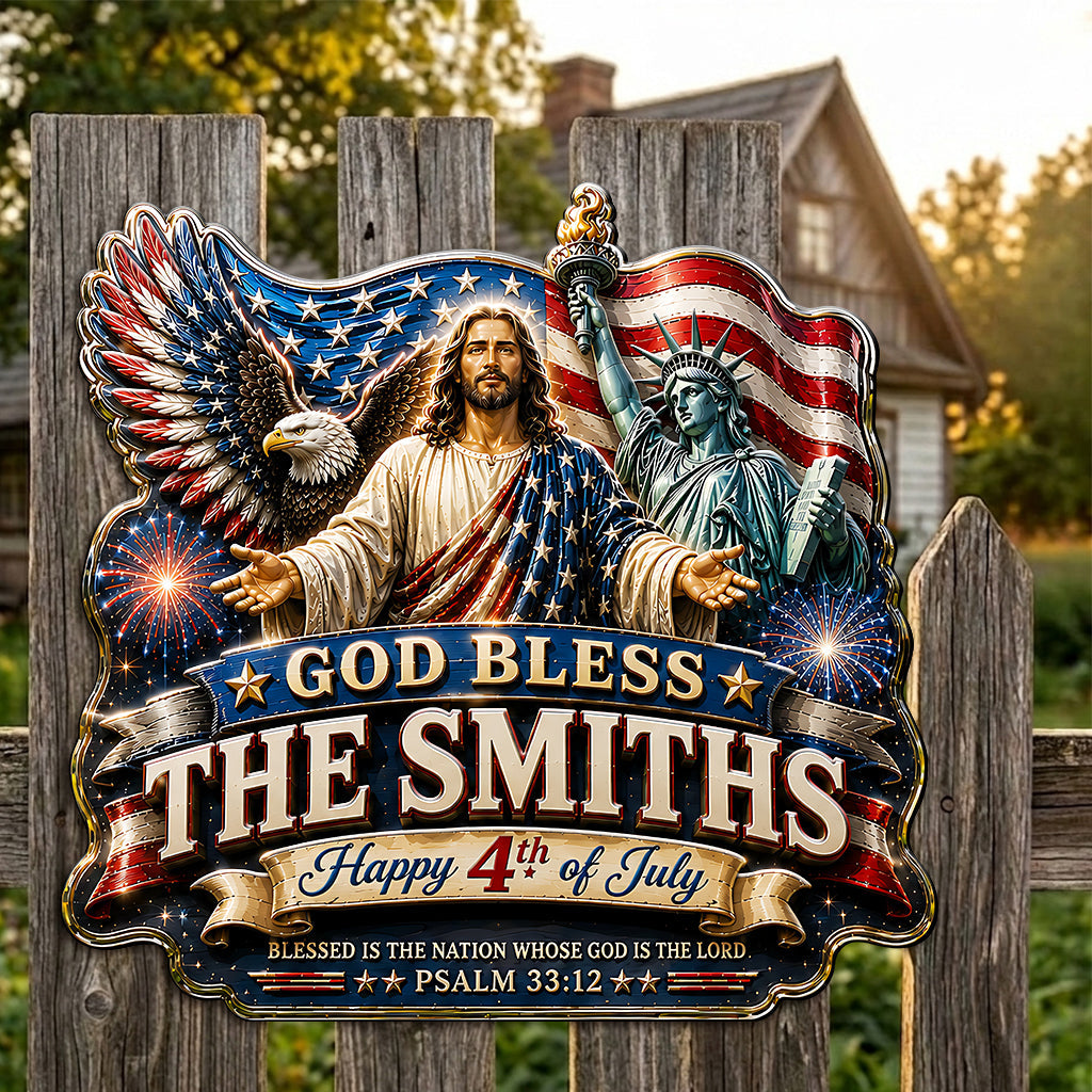 One Nation Under God, 4th Of July - Personalized Christian 3D Printed Cut Metal Sign