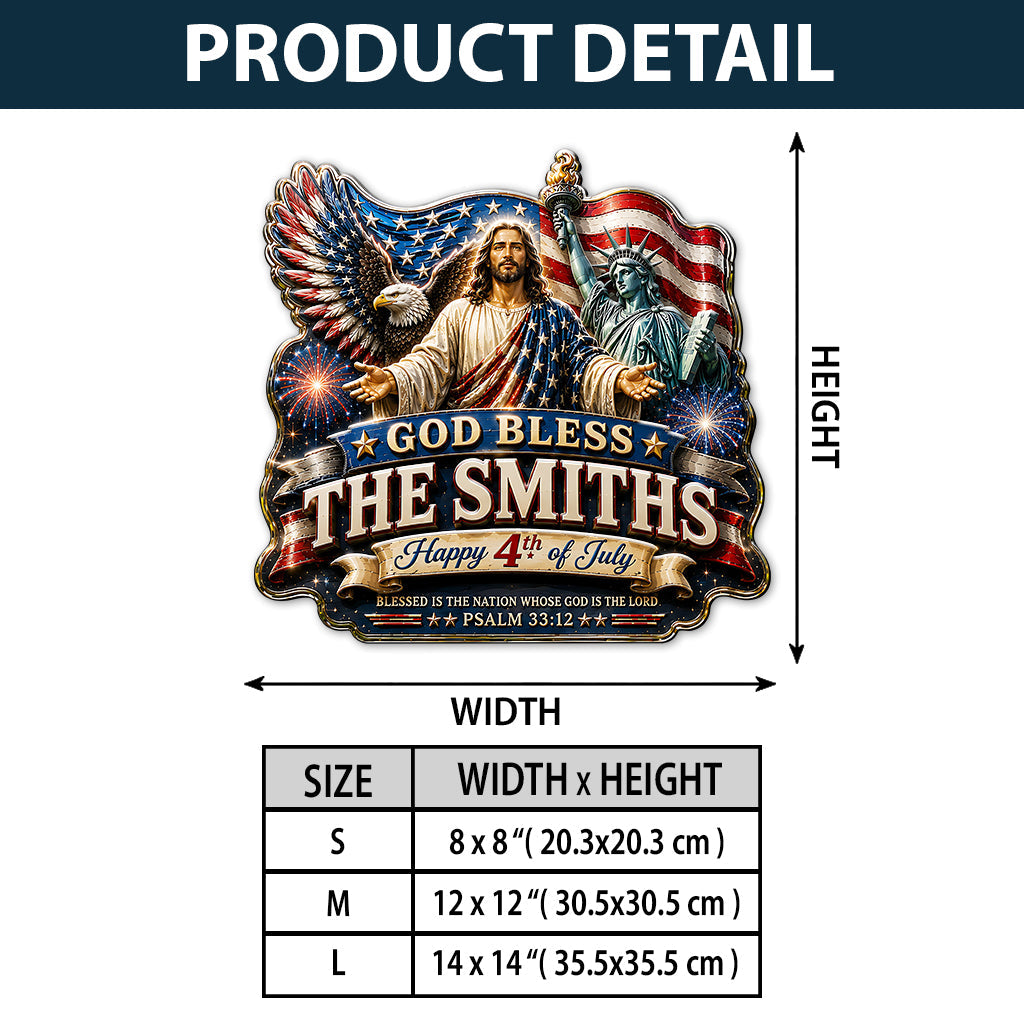 One Nation Under God, 4th Of July - Personalized Christian 3D Printed Cut Metal Sign