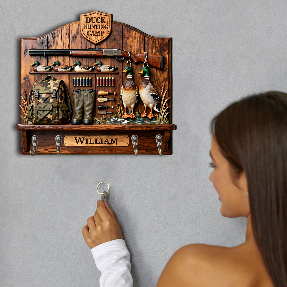 Love Hunting - Personalized Hunting Custom Shaped Hanging Rack