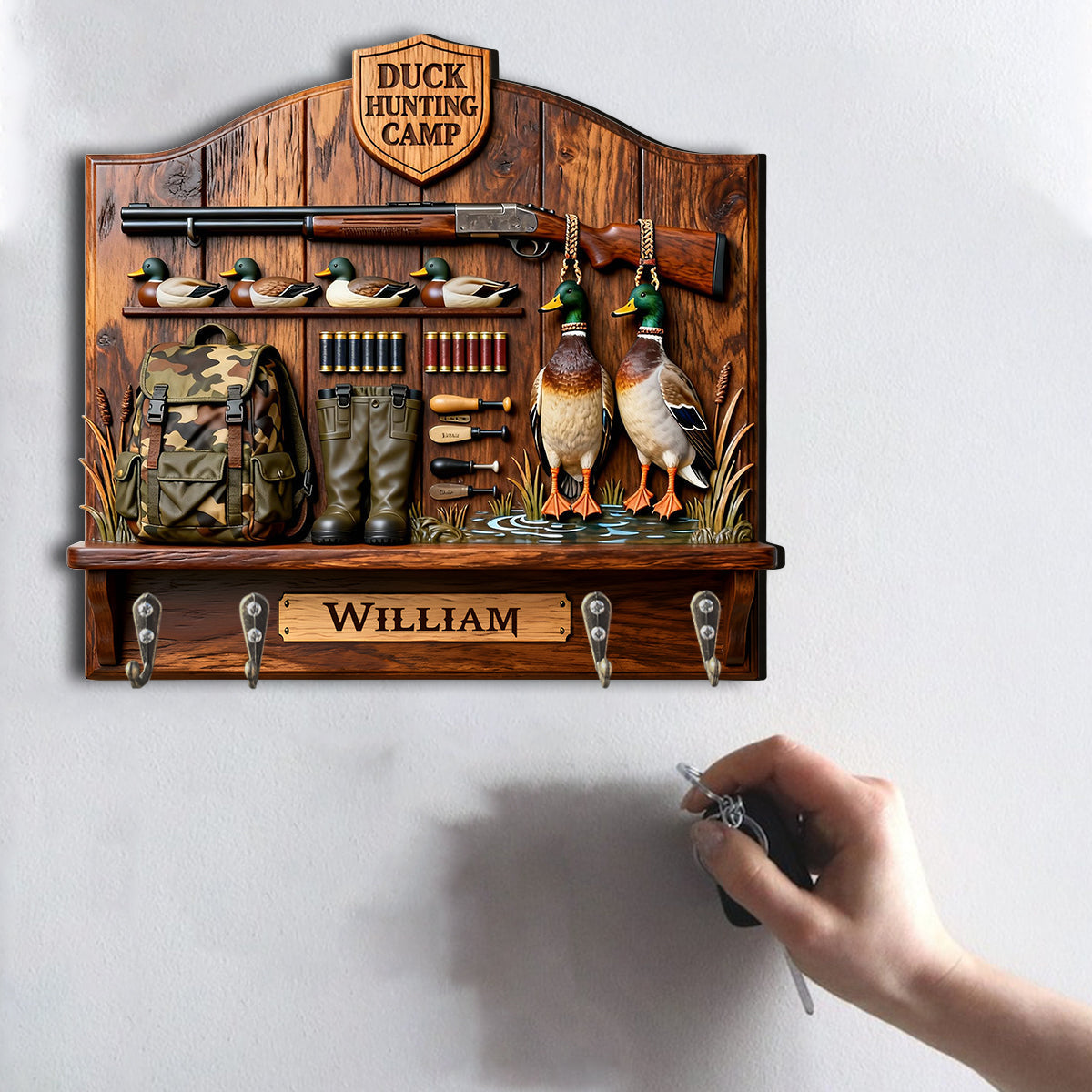 Love Hunting - Personalized Hunting Custom Shaped Hanging Rack