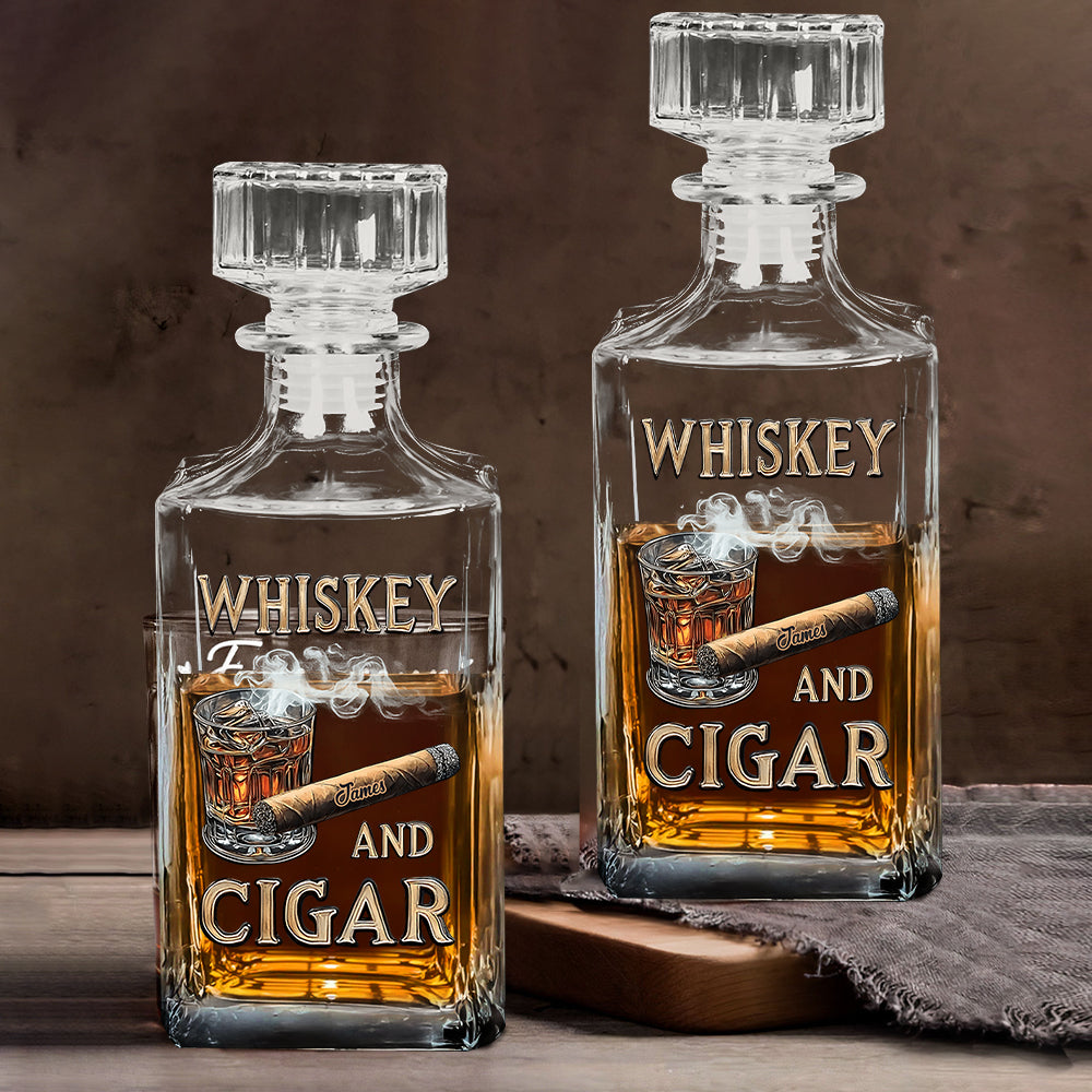 Whiskey And Cigar - Personalized Whisky Glass