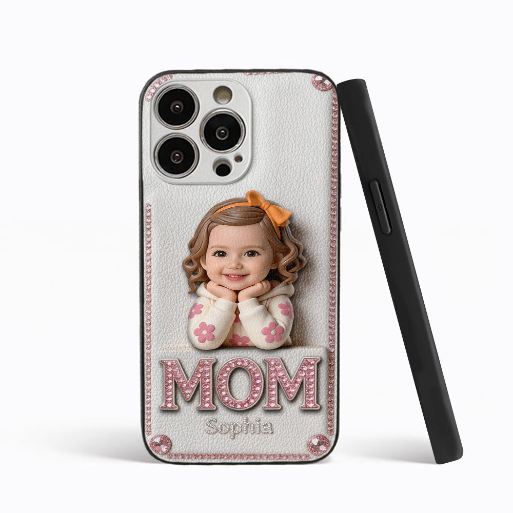 Mother's Day Gift, Custom From Any Photo - Personalized Mother 3D Embossed Leather Phone Case