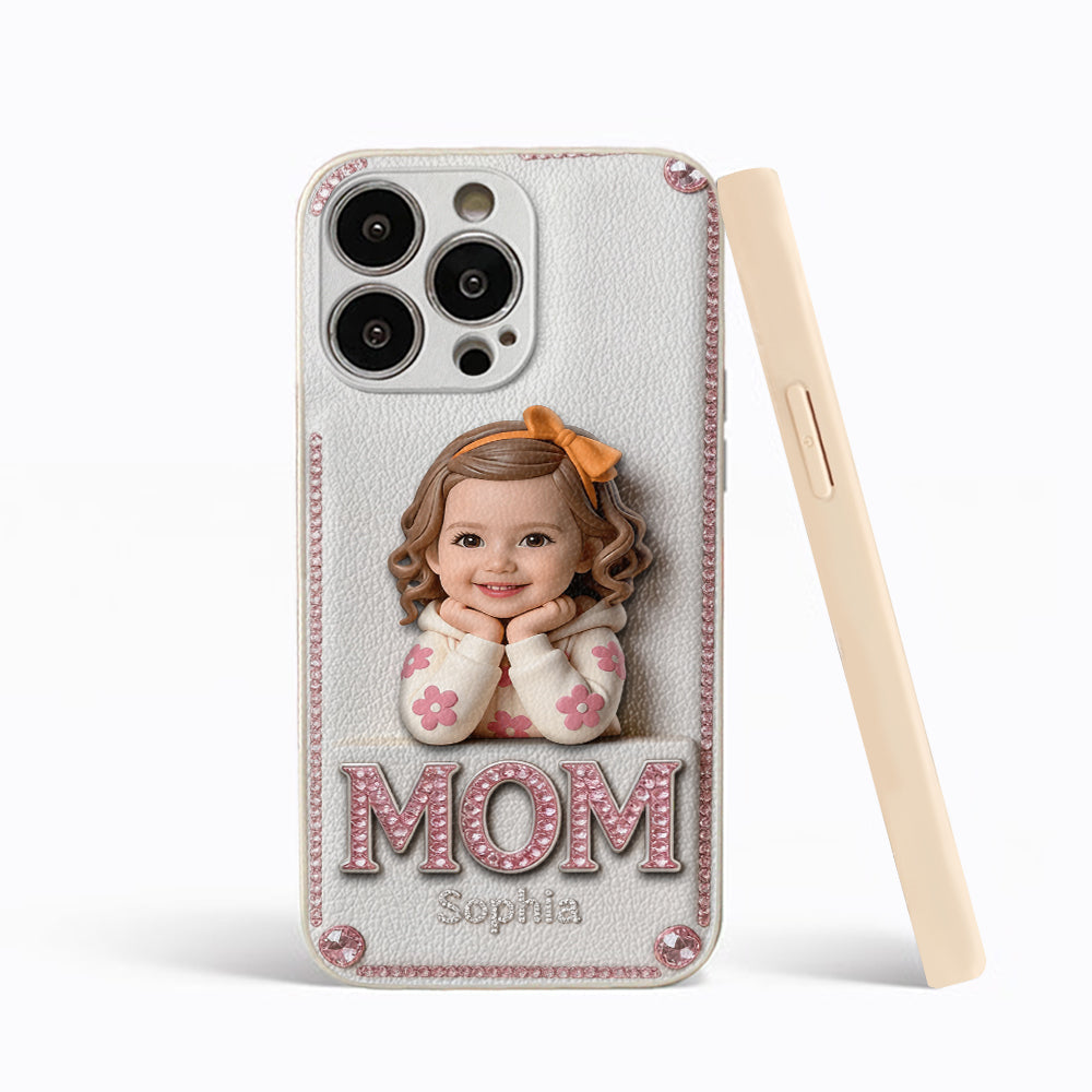 Mother's Day Gift, Custom From Any Photo - Personalized Mother 3D Embossed Leather Phone Case