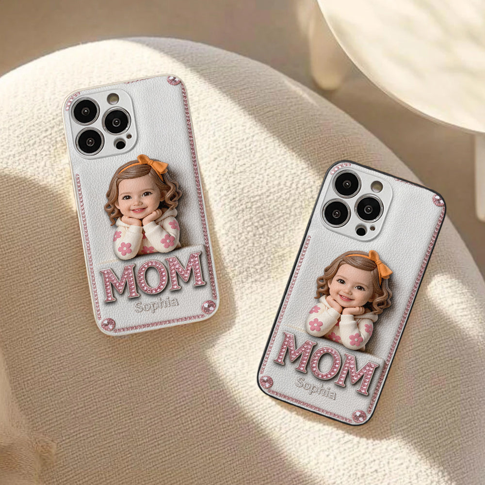 Mother's Day Gift, Custom From Any Photo - Personalized Mother 3D Embossed Leather Phone Case