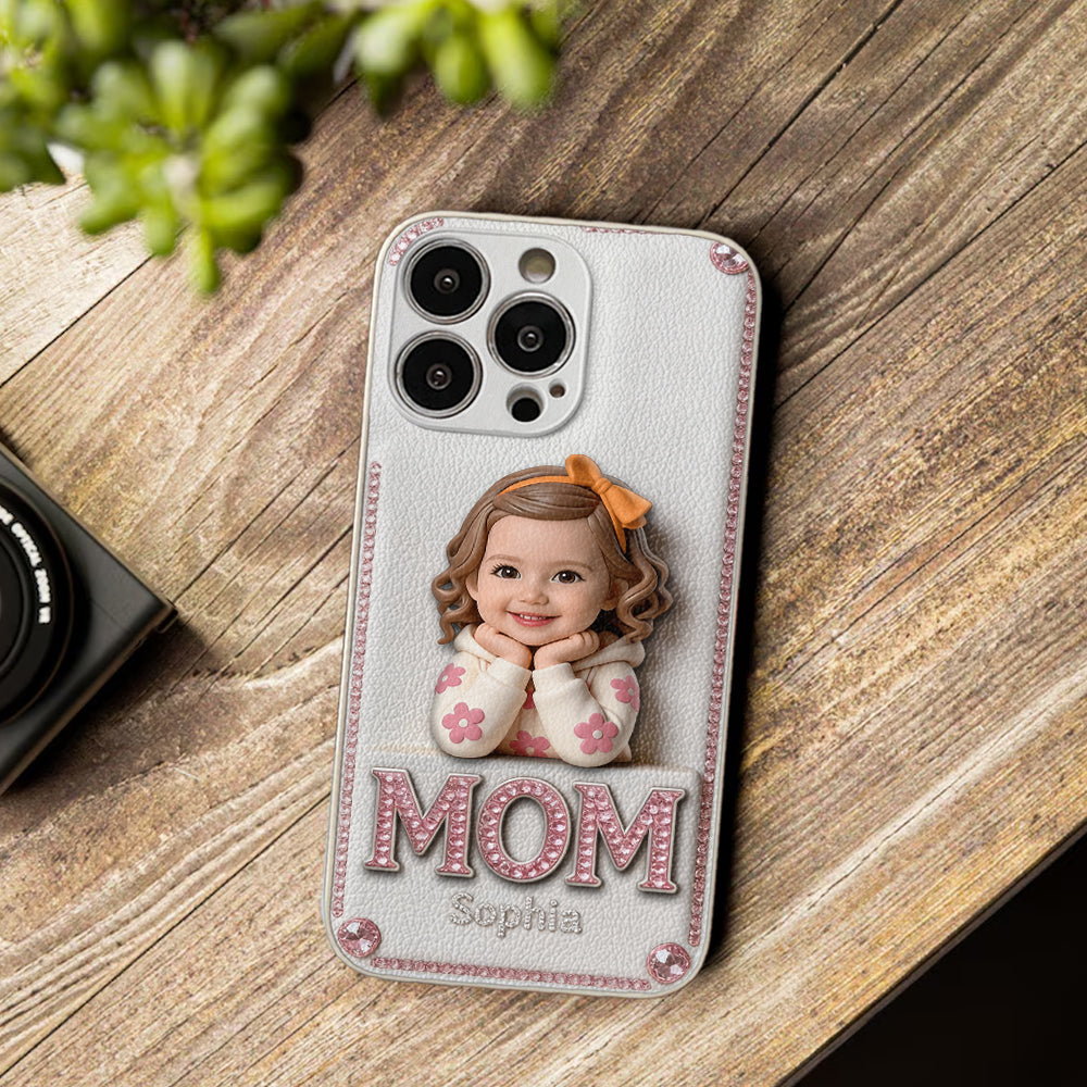 Mother's Day Gift, Custom From Any Photo - Personalized Mother 3D Embossed Leather Phone Case