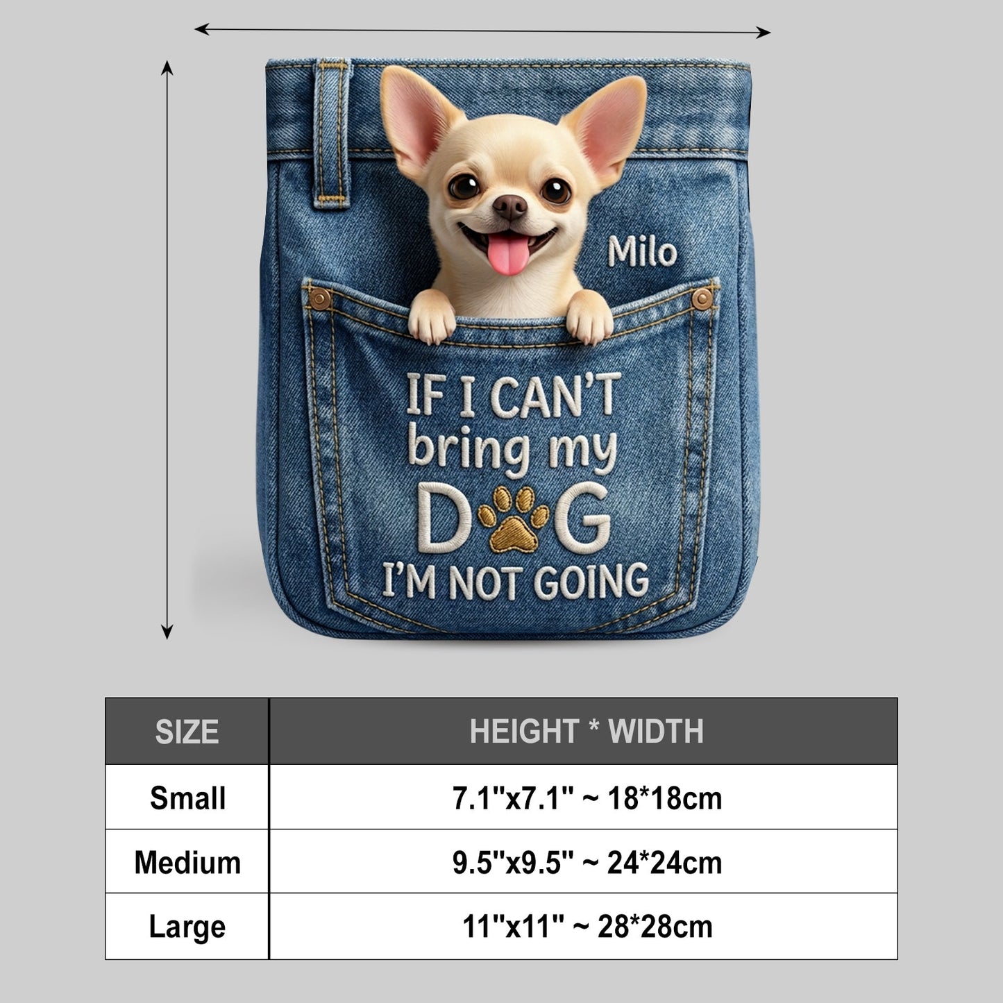 Pet In Jean Pocket - Personalized Dog Plush Crossbag
