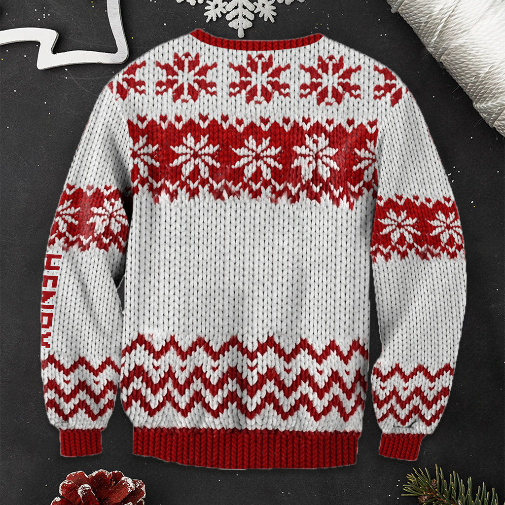 Merry Christmas Initial Letter - Personalized Family Ugly Sweater