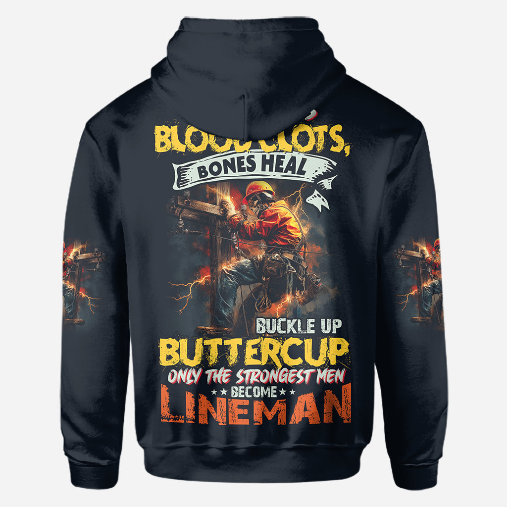 Only The Strongest Men Become Lineman - Personalized Lineman All Over Shirt