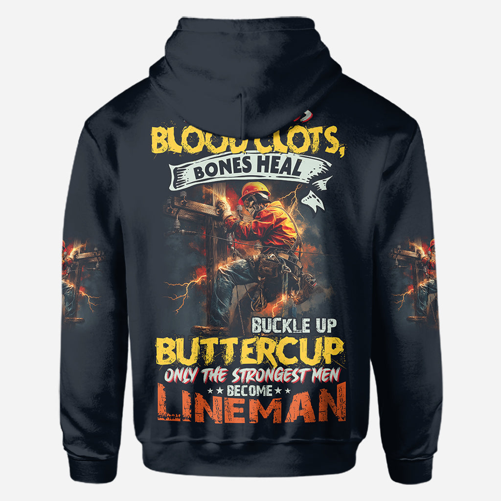 Only The Strongest Men Become Lineman - Personalized Lineman All Over Shirt