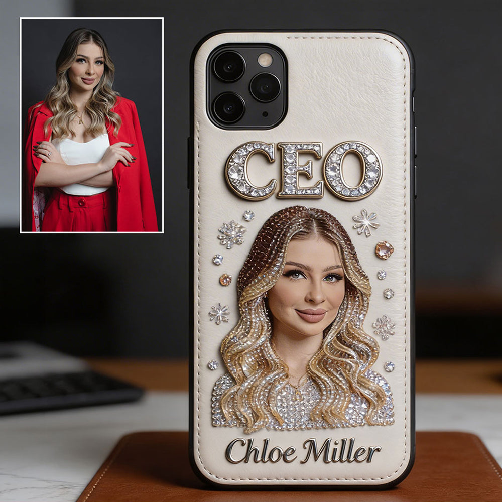 Office Decoration Custom Any Photo - Personalized Colleague 3D Embossed Leather Phone Case