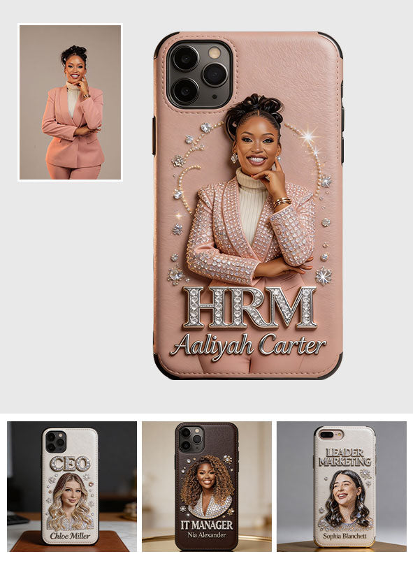 Office Decoration Custom Any Photo - Personalized Colleague 3D Embossed Leather Phone Case