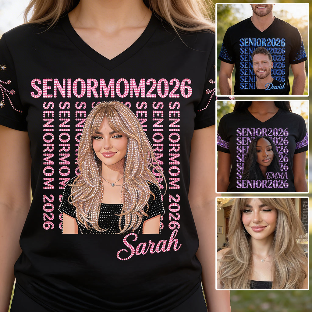 Senior2026 - Personalized Graduation Fully Printed V-Neck T-Shirt