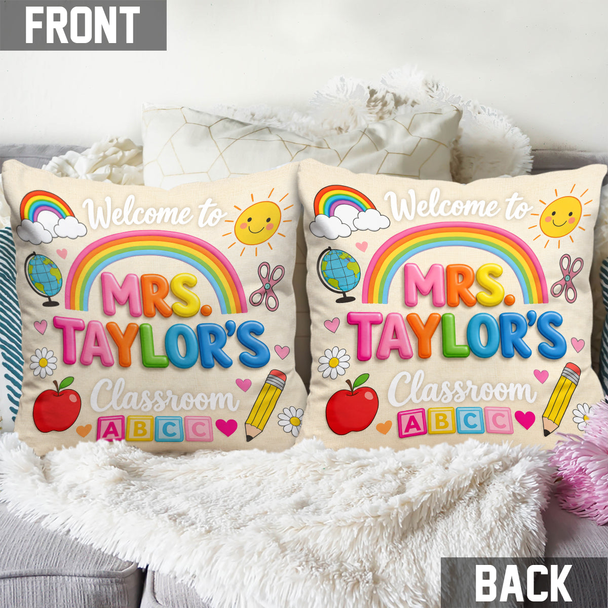Welcome To Teacher's Classroom - Personalized Teacher Throw Pillow