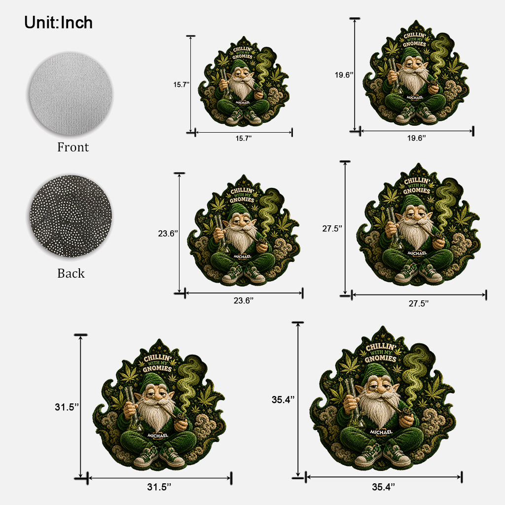 Smoking Gnome, It's 420 Somewhere - Personalized Weed Shaped Doormat/ Rug