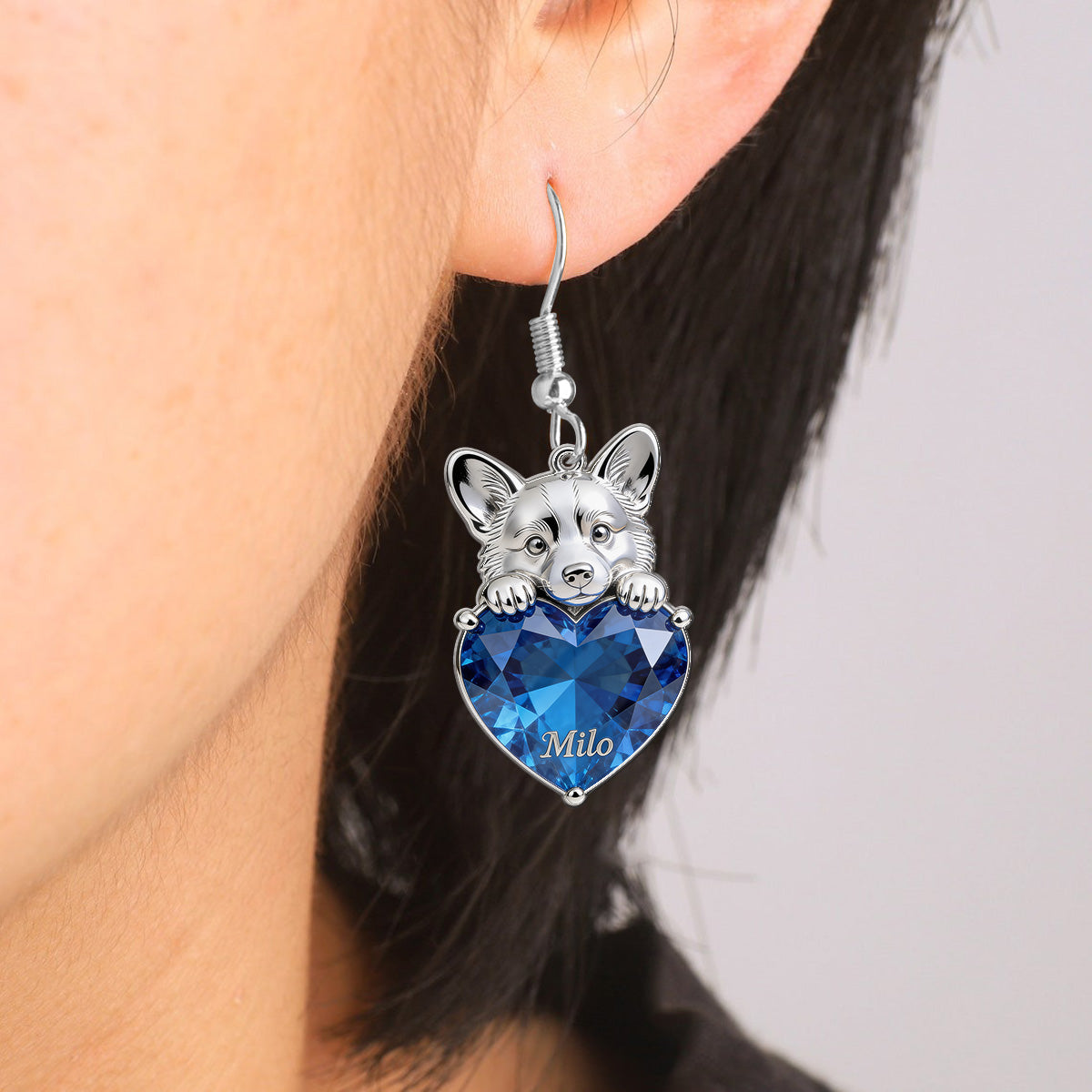 Pet On Heart - Personalized Dog Earrings