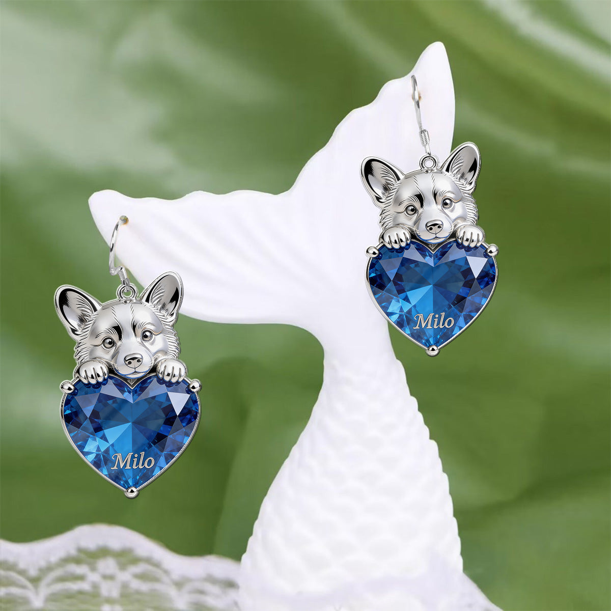 Pet On Heart - Personalized Dog Earrings