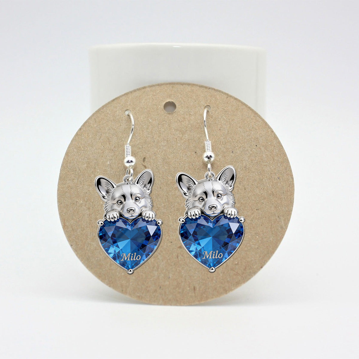 Pet On Heart - Personalized Dog Earrings
