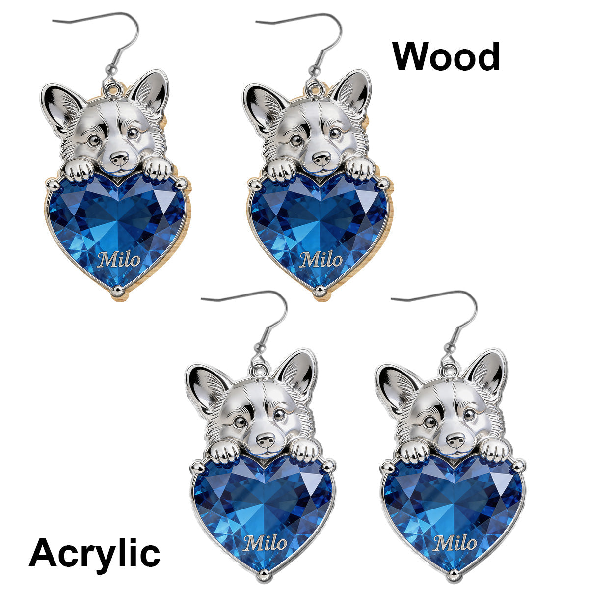 Pet On Heart - Personalized Dog Earrings