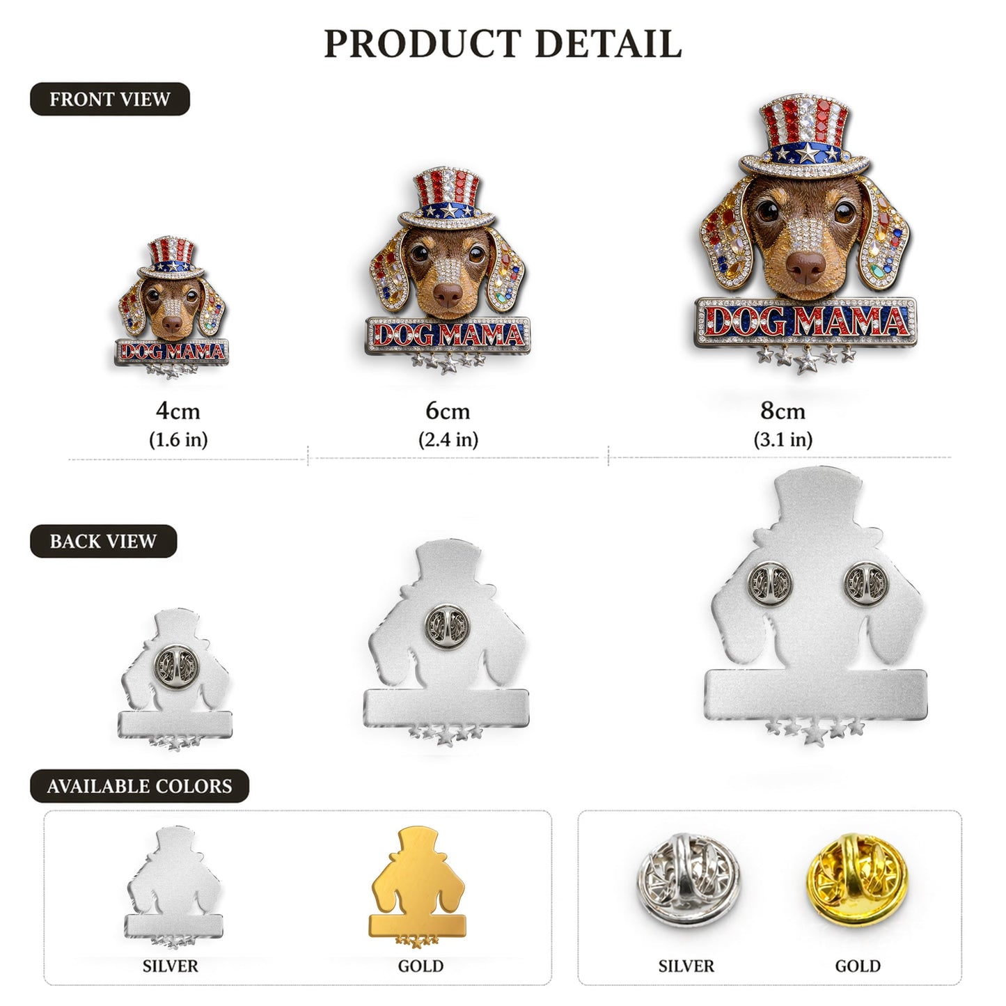 Red, White & Woof - Personalized Dog 3D Embossed Enamel Pin