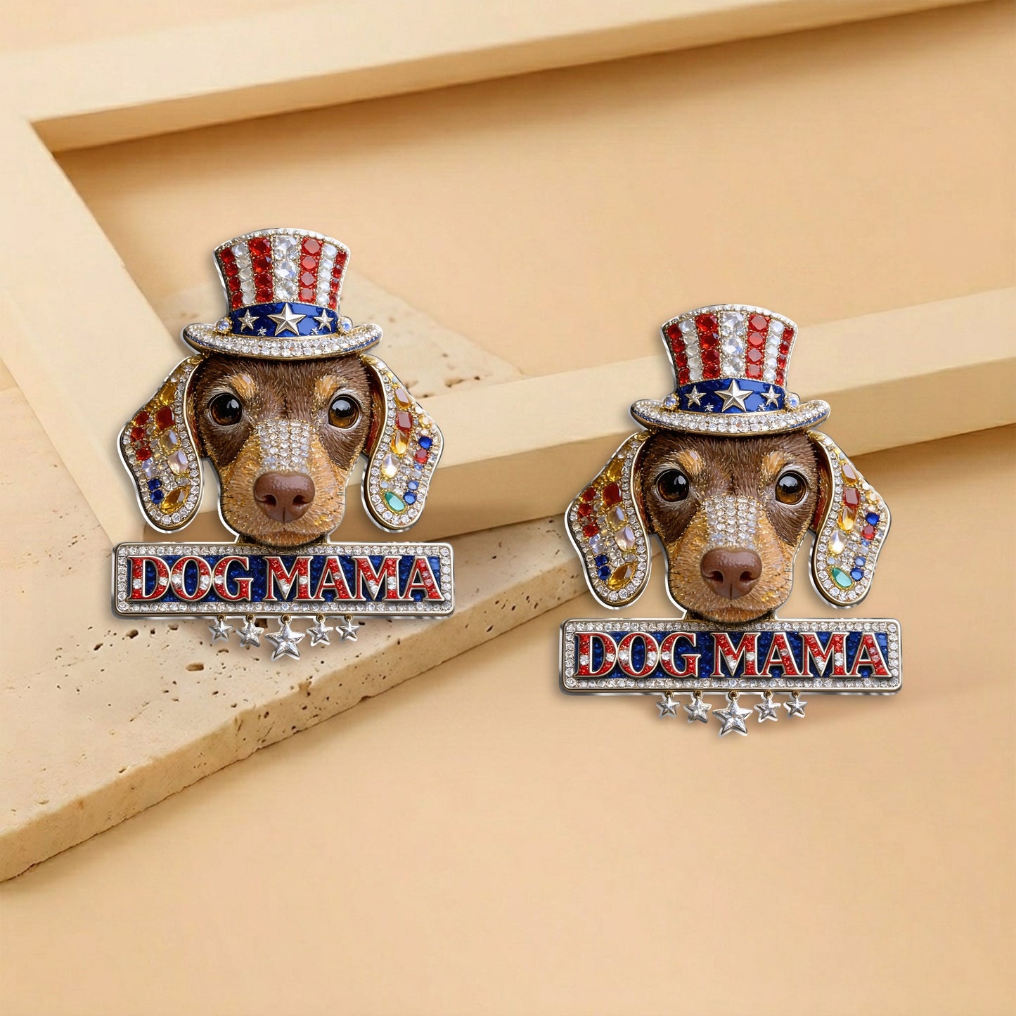 Red, White & Woof - Personalized Dog 3D Embossed Enamel Pin