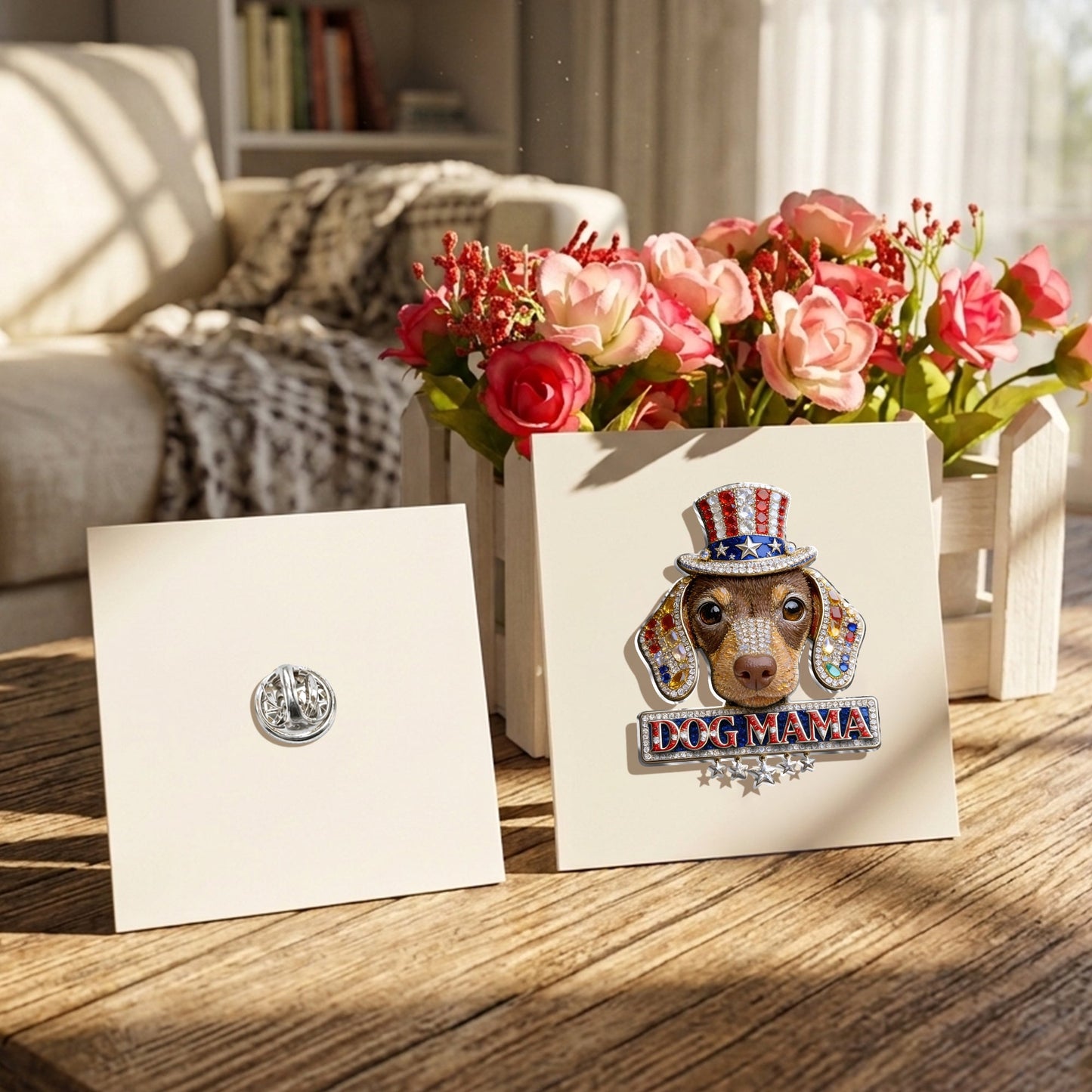 Red, White & Woof - Personalized Dog 3D Embossed Enamel Pin