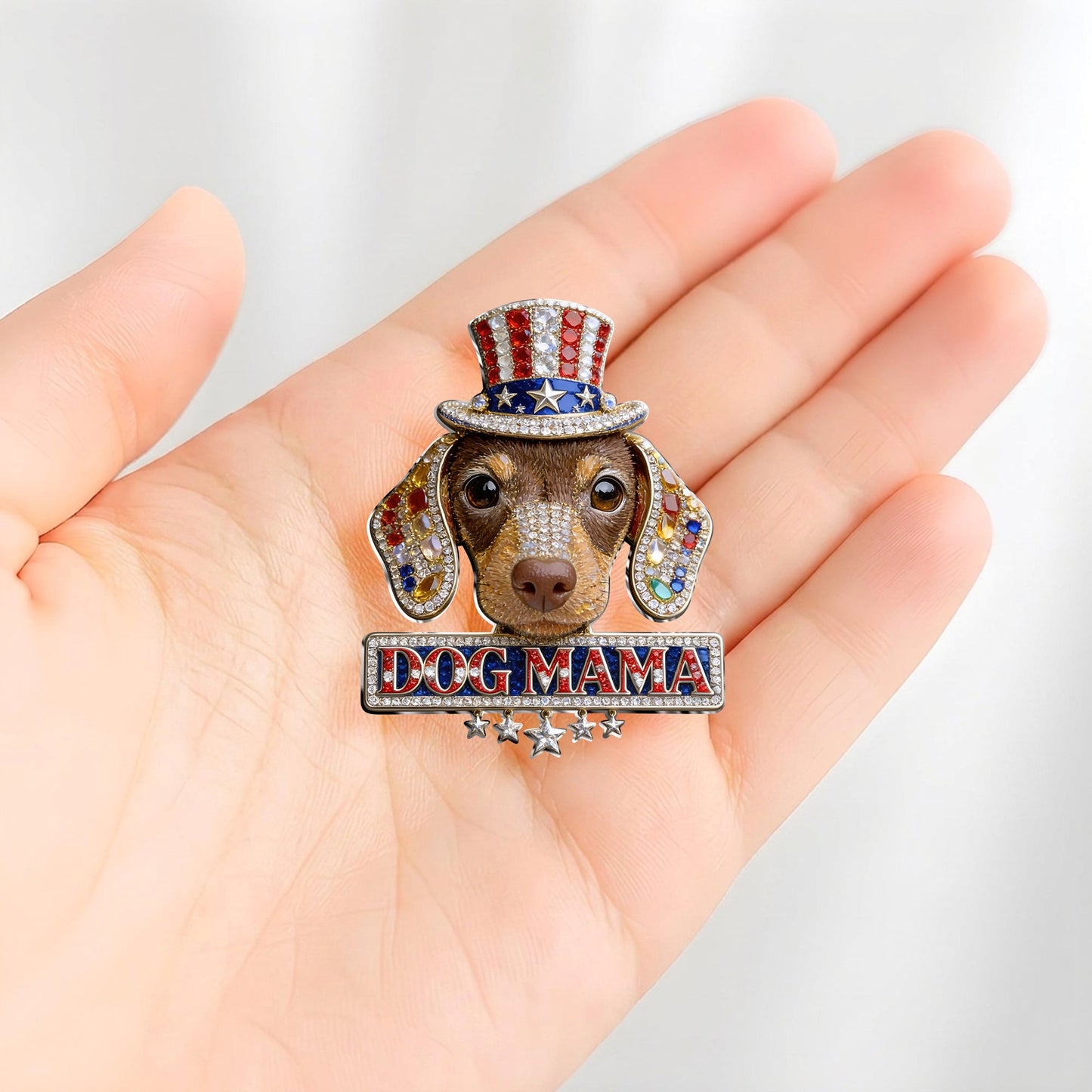 Red, White & Woof - Personalized Dog 3D Embossed Enamel Pin