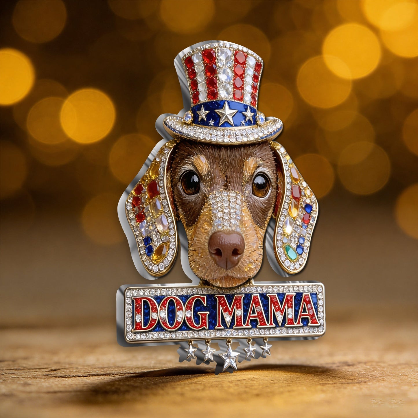 Red, White & Woof - Personalized Dog 3D Embossed Enamel Pin