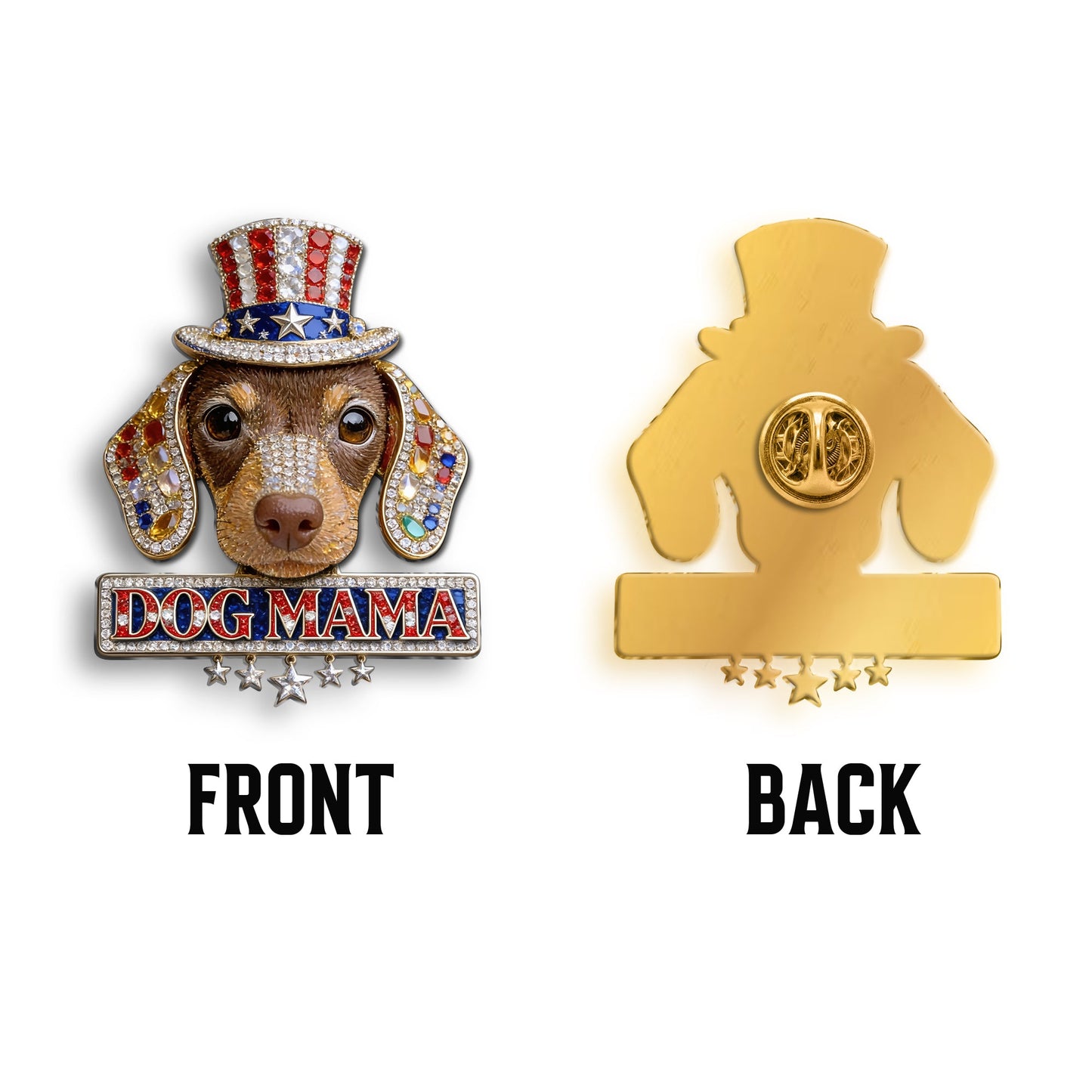Red, White & Woof - Personalized Dog 3D Embossed Enamel Pin