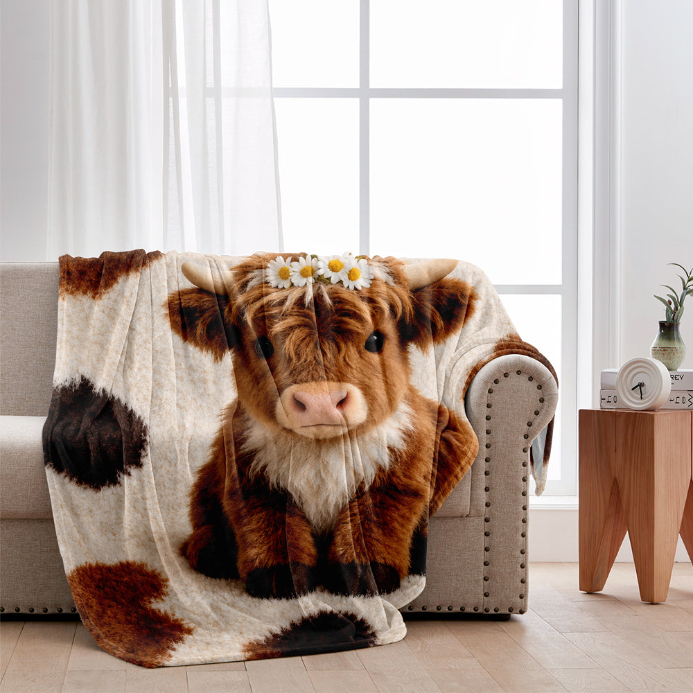 Rustic Comfort - Personalized Highland Cow Blanket