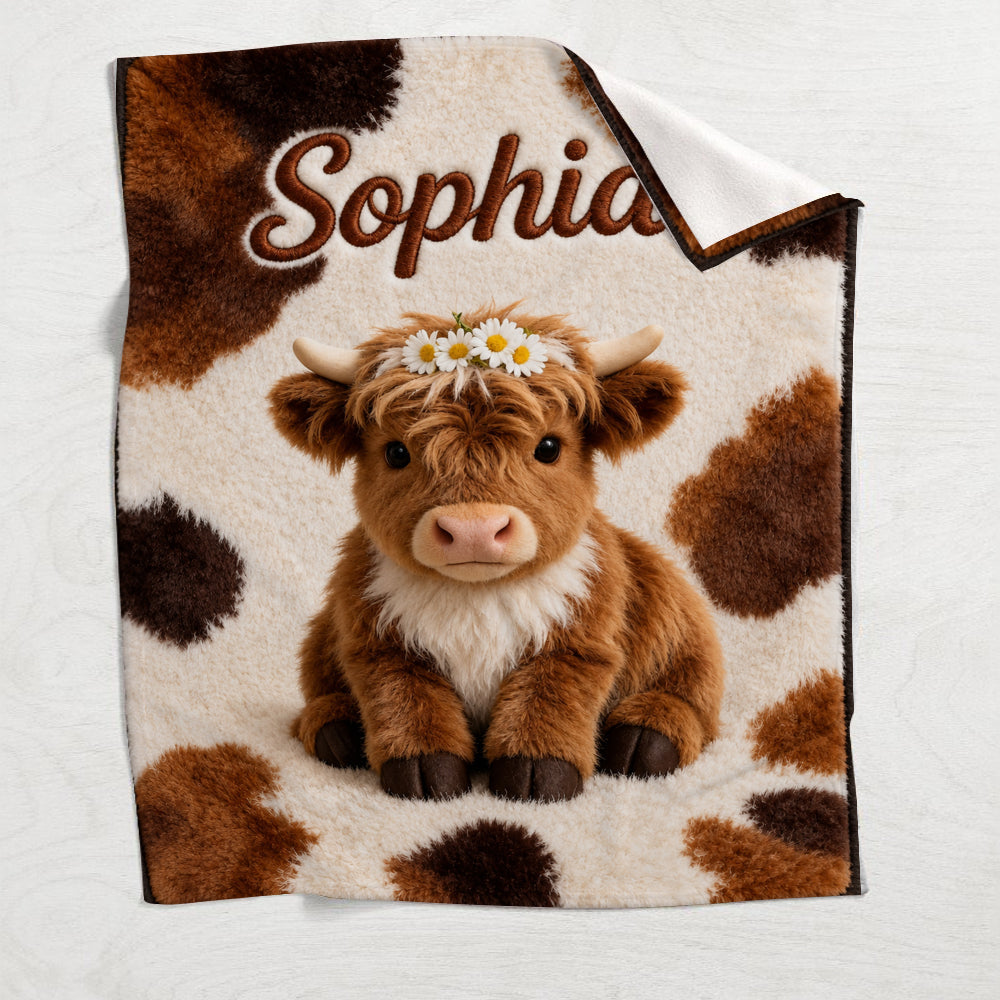 Rustic Comfort - Personalized Highland Cow Blanket
