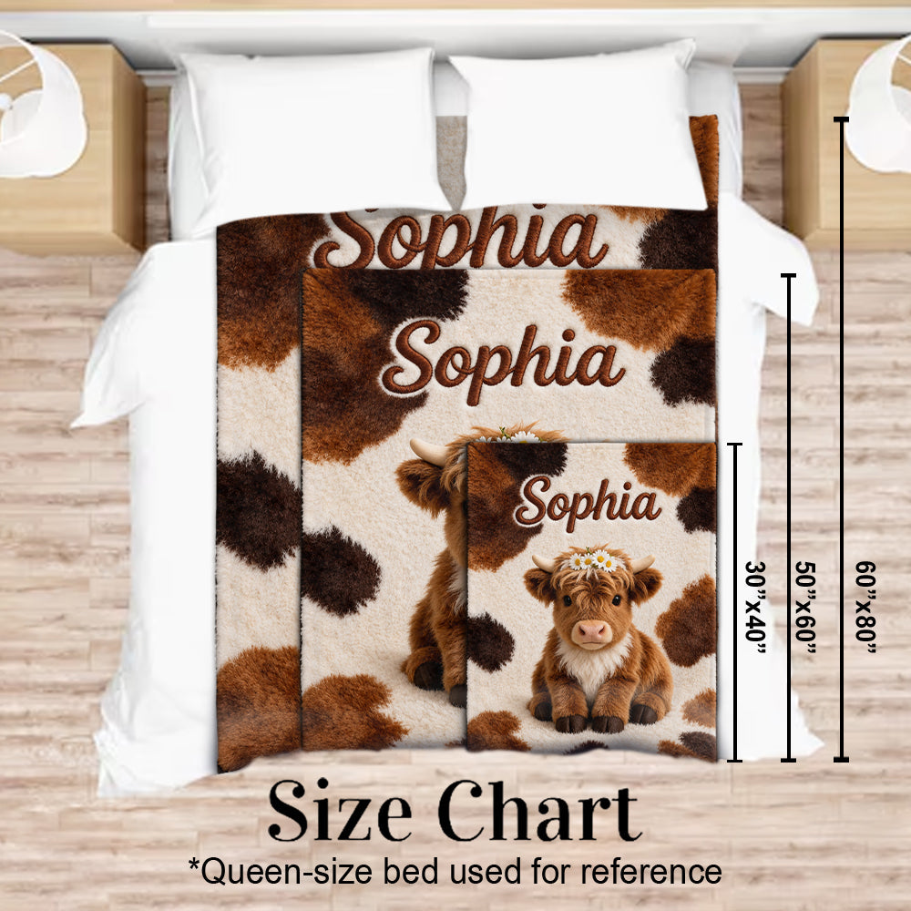 Rustic Comfort - Personalized Highland Cow Blanket