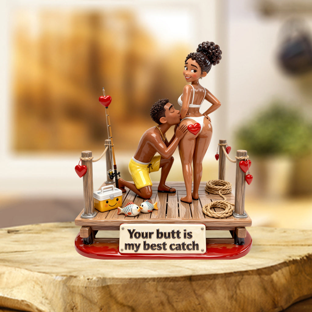 Naughty Couple Fishing - Personalized Fishing Custom Shaped Acrylic Plaque