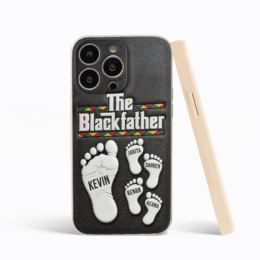 The Blackfather - Personalized Father 3D Embossed Leather Phone Case