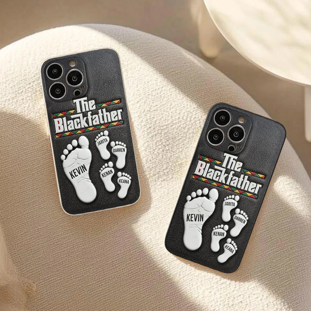 The Blackfather - Personalized Father 3D Embossed Leather Phone Case