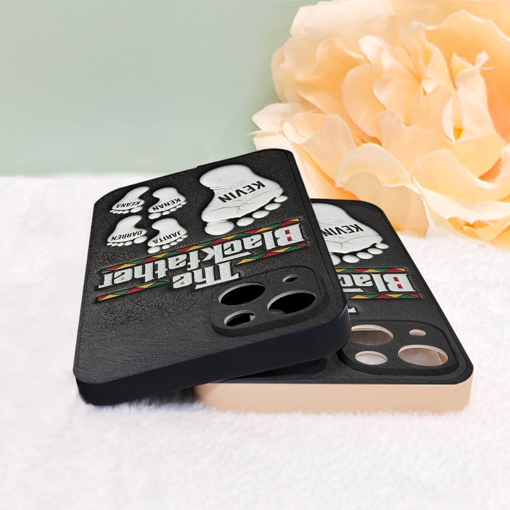 The Blackfather - Personalized Father 3D Embossed Leather Phone Case
