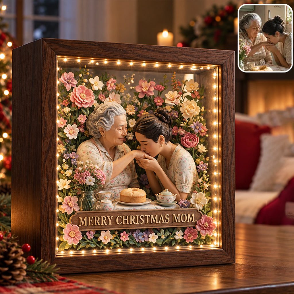 Floral Keepsake Gift For Her/ Mother/ Sister/ Besties... - Personalized Mother Wooden Frame LED Light